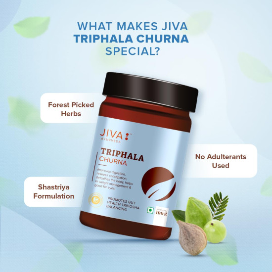 Jiva Triphala Churna (100 x 2) 200g | Ayurvedic Triphala Powder with Amla, Harad & Baheda | Improves Digestion, Colon Cleanse, Gut Health, Immunity | Natural Detox | Contains Bioactive & Antioxidants
