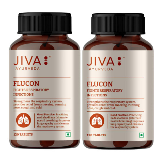 Jiva Flucon Tablets 500mg 240 Tablet | for Strengthens Respiratory System | Helps Fight Cough and Cold - 120 Tablet (Pack of 2)