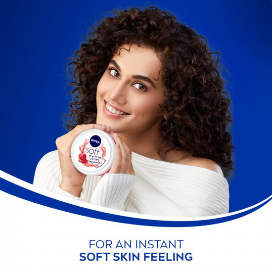 NIVEA Soft Light Moisturizer 100ml | Peppy Pomegranate | For Face, Hand & Body, Instant Hydration | Non-Greasy Cream | With Vitamin E & Jojoba Oil | All Skin Types