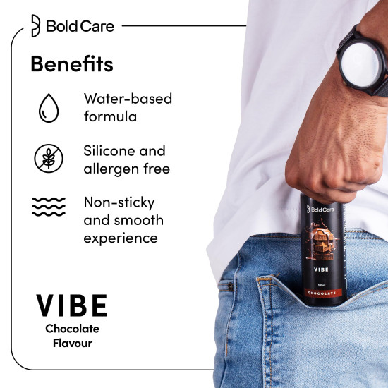 Bold Care EXTEND™ Spray - No Harsh Chemicals + Vibe Premium Lube 100ml - Chocolate Flavor - Natural Personal Lubricant for Men and Women - Water based formula