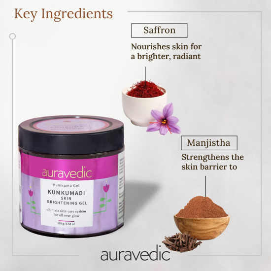 AURAVEDIC Kumkumadi Gel for Brightening & Glow Pack of 2 - Kumkumadi to Purify, Detox, Glow & Renew Face & Skin Beauty Ritual for Women and Men