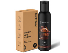 Bold Care Ultra thin Delay Condoms + Vibe - Chocolate flavoured Premium Lubricant Gel - Water based formula - Gentle on the skin
