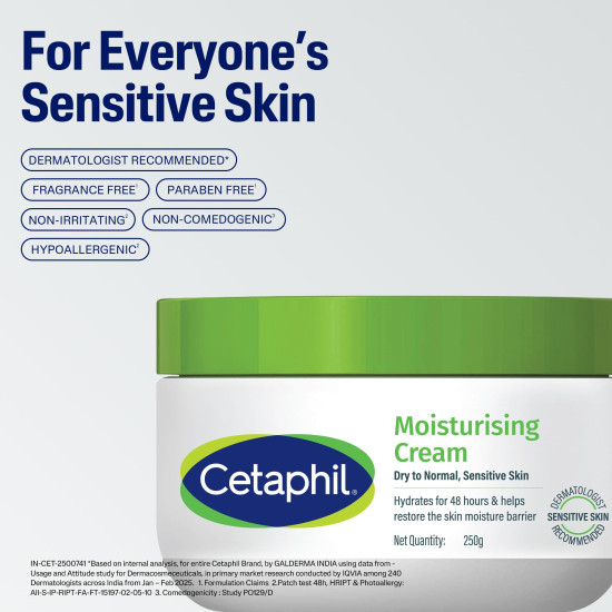 Cetaphil Moisturising Cream for Face & Body,Dry to Normal skin, 250 gm, Paraben & Sulphate free, Niacinamide &Vitamin B5 Cetaphil Moisturising Cream for Face & Body,Dry to Normal skin, 250 gm, Paraben & Sulphate free, Niacinamide &Vitamin B5