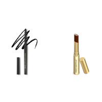 Forest Essentials Charcoal Black Gulaab Khaas Kajal 0.30g & Forest Essentials Tinted Lip Serum Madhu Rasa Misri Cardamom 2.2g, Brown