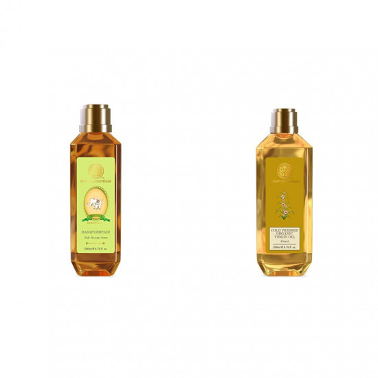 Forest Essentials Dasapushpadi Baby Body Massage Serum, 200ml & Forest Essentials Organic Cold Pressed Almond Virgin Oil, 200ml