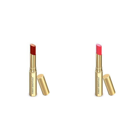 Forest Essentials Tinted Lip Serum Madhu Rasa Anar Rasa 2.2 g, Maroon (brownish crimson) & Forest Essentials Tinted Lip Serum Madhu Rasa Gulaab Jal 2.2g, Pink