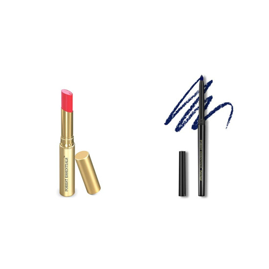 Forest Essentials Tinted Lip Serum Madhu Rasa Gulaab Jal 2.2g, Pink & Forest Essentials Cobalt Blue Gulaab Khaas Kajal 0.30gms