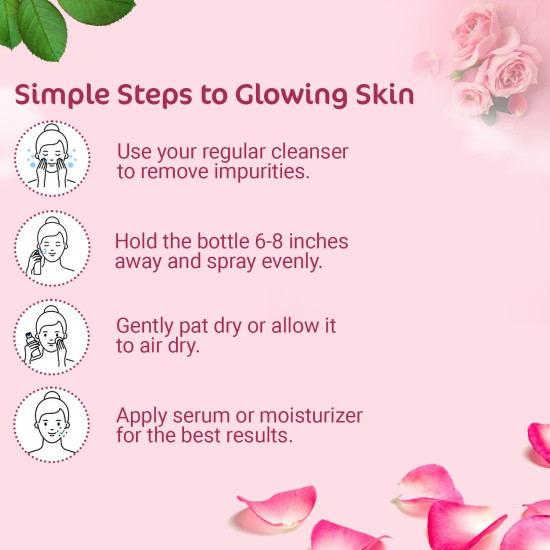 Organic Netra Rose Water with Vitamin C | Exfoliates the Skin and Controls Oil | Excellent for Clearing Away Makeup & Dirt from Pores| Mist Spray for All Skin Type | Paraben and Alcohol Free -200ml