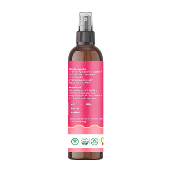 Organic Netra Rose Water with Vitamin C | Exfoliates the Skin and Controls Oil | Excellent for Clearing Away Makeup & Dirt from Pores| Mist Spray for All Skin Type | Paraben and Alcohol Free -200ml