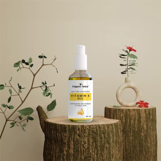 Organic Netra 100% Pure Plant Based Vitamin E Oil For Radiant,Moisturized Youthful Skin For Men and Womens, Reduces scars,stretch marks,wrinkles, helps in hair growth -30 ml.