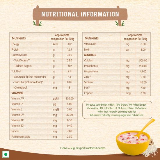 NESTLE CEREGROW Kids Cereal-Multigrain,Milk &Fruits|Rich in Iron, Calcium & Protein|Nutrient-Rich Tasty Breakfast |NO Added Colors or Flavors|16 Nutrients for Growth |300g