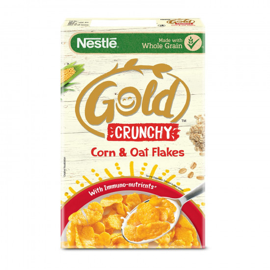 NESTLE GOLD Crunchy Oat and Corn Flakes, Breakfast Cereal - 475g | With Immuno-Nutrients & The Goodness of Whole Grains