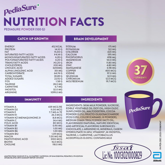 Pediasure Nutritional Drink Powder 950 gm, Chocolate, Scientifically Designed Nutrition for Supporting Kids Growth