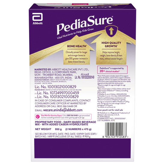 Pediasure Nutritional Drink Powder 950 gm, Chocolate, Scientifically Designed Nutrition for Supporting Kids Growth