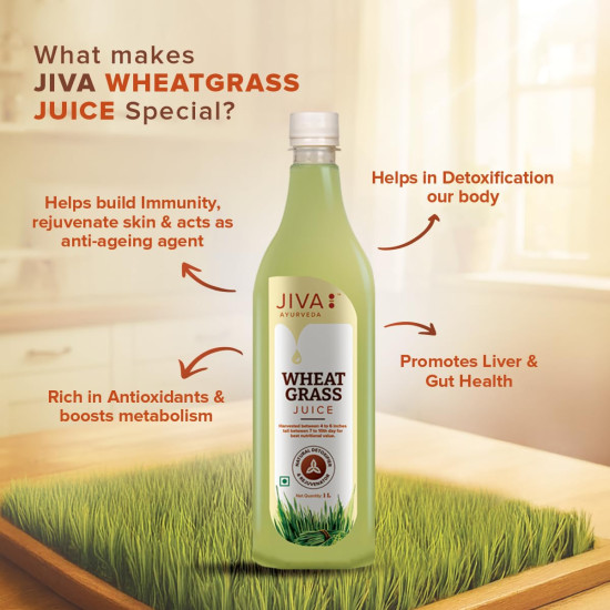 Jiva Wheatgrass Juice | Help to Boost Immunity | Helps In Weight Management - 1Ltr (Pack of 1)