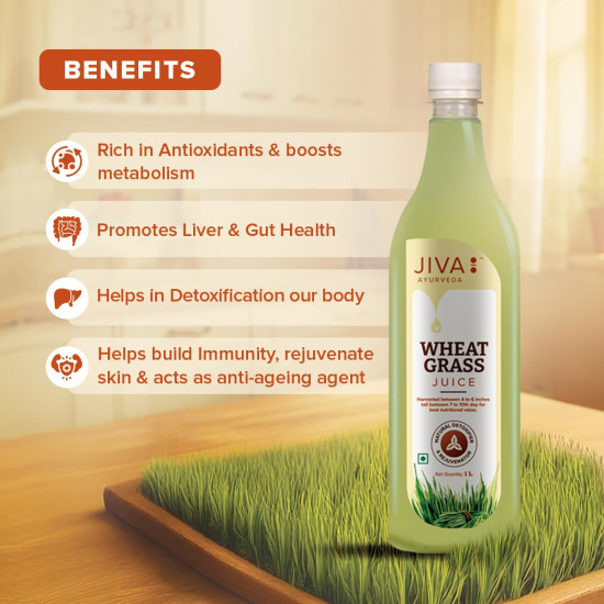 Jiva Wheatgrass Juice | Help to Boost Immunity | Helps In Weight Management - 1Ltr (Pack of 1)