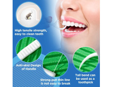 Sporton 3 in 1 Tooth Cleaning Fresh Dental Floss Toothpick Cleaners,Oral Care Plastic Disposable Teeth Flossing Thread Toothpicks Stick Set for Fresh, Healthy and Breath Gums(Pack of 50pcs)