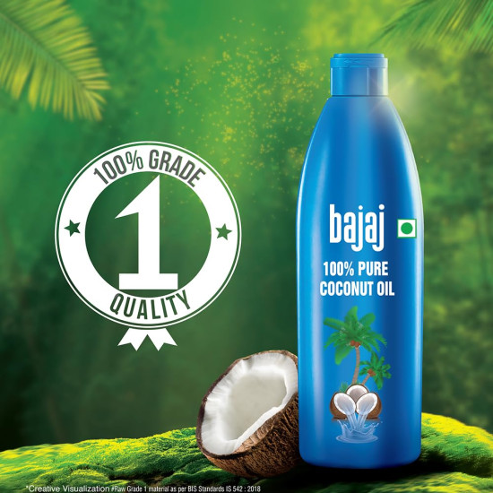 Bajaj 100% Pure Coconut Oil 300ml | Made with Premium Grade 1 Quality Coconuts