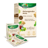 Zandu Ashwagandha Amla Ayurvedic Infusion, a Herbal Tea Enriched with 6 Ayurvedic Ingredients (25 Tea Bags)