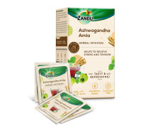 Zandu Ashwagandha Amla Ayurvedic Infusion, a Herbal Tea Enriched with 6 Ayurvedic Ingredients (25 Tea Bags)