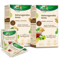 Zandu Ashwagandha Amla Ayurvedic Infusion, A Herbal Tea Enriched With 6 Ayurvedic Ingredients (Pack Of 25 Tea Bags X 2) - 0.19 Kg