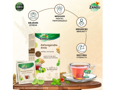 Zandu Ashwagandha Amla Ayurvedic Infusion, A Herbal Tea Enriched With 6 Ayurvedic Ingredients (Pack Of 25 Tea Bags X 2) - 0.19 Kg