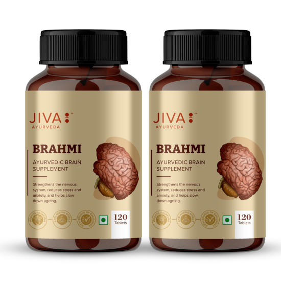 Jiva Brahmi Tablet 500mg 240 Tablets | Mind Wellness Strengthens Nervous System - 120 Tablet (Pack of 2)