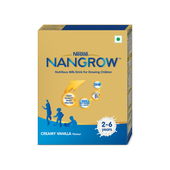 Nestle NANGROW – Nutritious Milk drink for growing children | Creamy Vanilla Flavor | Contains DHA |Rich in Protein & Vital Nutrients| Zero Sucrose Recipe |400g