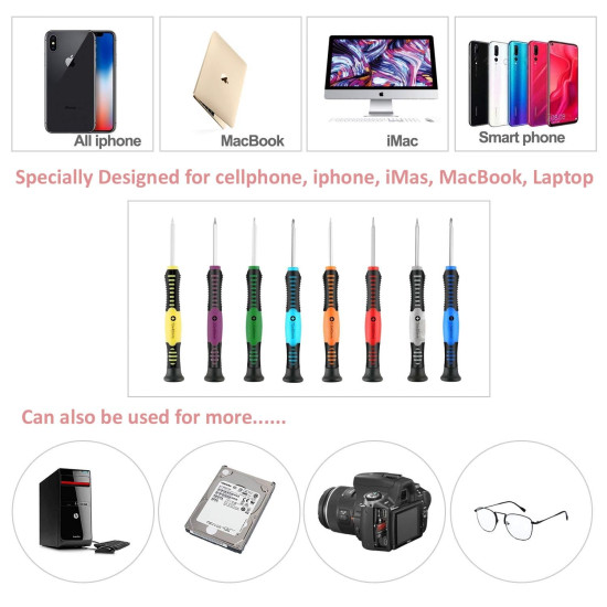 Spartan Screwdriver Set - 8Screwdrivers Includes Torx, Phillips 1.5 & 1.2, Flathead 2.0, Tri-Point 0.6 and 2Triangle Paddles, 2Mount Bars, 1Graver, 1Scraper, 2Tweezers (Spa-16Pcskit)