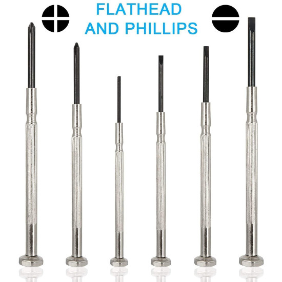 Spartan Precision Mini Screwdriver Set Repair Tool Kit with 6 Different Size Flathead Drivers For Mobiles, Eyeglass, Laptops, Electronics (Pack of 1, Multicolor)