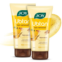 Joy Ubtan Tan Removal Face Wash 150ml x 2 | Detans, Removes Dirt & Blemishes for a Natural Glowing Skin | Enriched With Turmeric, Saffron & Sandalwood | Suitable for All Skin Types
