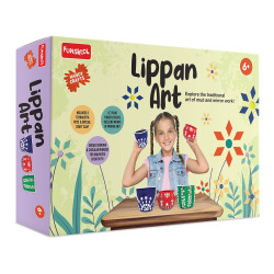 Funskool Handycrafts Lippan Art, Pot Decorating kit, Traditional Art, Mirror Work, Art and Craft Kit, Ages 6 Years and Above, Multicolour