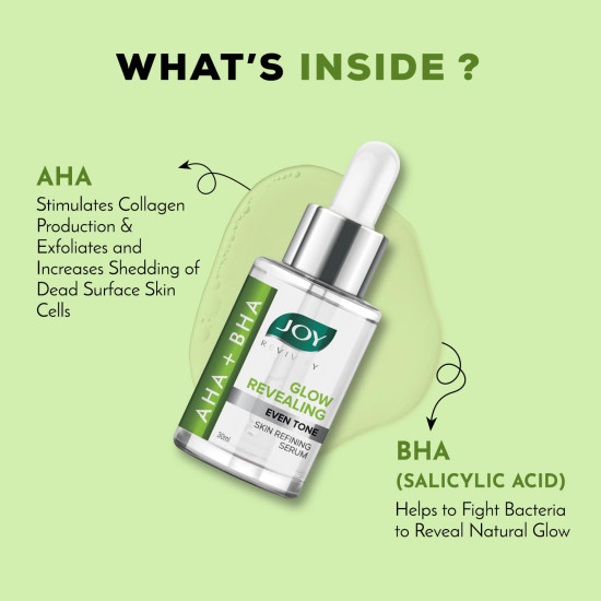 Joy Glow Revealing Face Serum for Even Toned Skin | Skin Refining 2% Salicylic Acid Serum with AHA BHA for Glowing Skin | Suitable For All Skin Types, Men & Women (30ml)