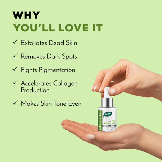 Joy Glow Revealing Face Serum for Even Toned Skin | Skin Refining 2% Salicylic Acid Serum with AHA BHA for Glowing Skin | Suitable For All Skin Types, Men & Women (30ml)