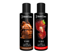 Bold Care Vibe Duo pack - Premium Chocolate Flavour + Strawberry Flavour - Natural Personal Lubricant for Men and Women - Premium Strawberry Flavour - Water Based Lube - 200 ml