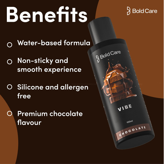 Bold Care Vibe Duo pack - Premium Chocolate Flavour + Strawberry Flavour - Natural Personal Lubricant for Men and Women - Premium Strawberry Flavour - Water Based Lube - 200 ml