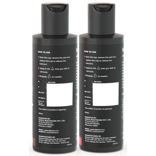 Bold Care Vibe Duo pack - Premium Chocolate Flavour + Strawberry Flavour - Natural Personal Lubricant for Men and Women - Premium Strawberry Flavour - Water Based Lube - 200 ml