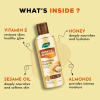 Joy Honey & Almonds Body Oil for Women & Men | Nourishing Body Oil with Vitamin E & Sunscreen for All Skin Types | Daily Use Body Massage Oil After Bath for Moisturizing Dry Skin | Pack of 2-400ml