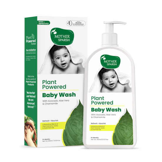 Mother Sparsh Plant Powered Baby Wash | Advanced Natural Body Wash for Babies WIth Avacado Oil, Aloevera & Chamomile- 400ml