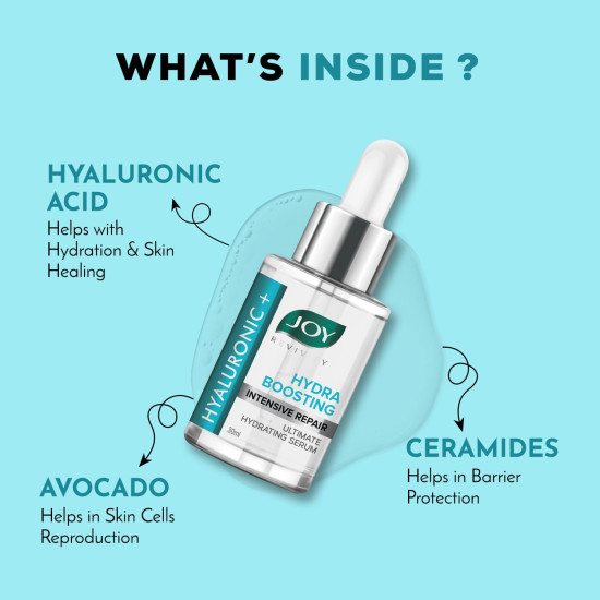 Joy Hydra Boosting Hyaluronic Acid Face Serum for Intensive Repair | Revitalizes, Renews, Rejuvenates, Hydrates & Protects Skin from Sun | Suitable for All Skin Types (30ml)