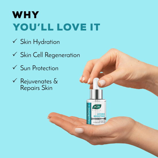 Joy Hydra Boosting Hyaluronic Acid Face Serum for Intensive Repair | Revitalizes, Renews, Rejuvenates, Hydrates & Protects Skin from Sun | Suitable for All Skin Types (30ml)