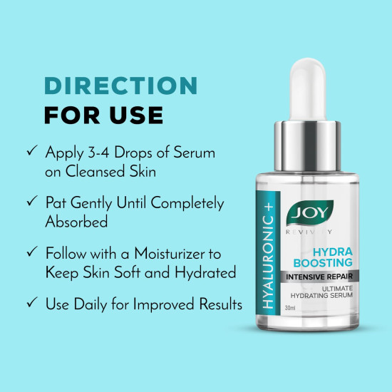 Joy Hydra Boosting Hyaluronic Acid Face Serum for Intensive Repair | Revitalizes, Renews, Rejuvenates, Hydrates & Protects Skin from Sun | Suitable for All Skin Types (30ml)