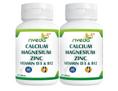 Nveda Calcium 1000mg with Vitamin D3, K2, Magnesium, Zinc & B12 | Strong Bones & Joint Health Supplement for Men & Women | 120 Veg Tablets (Pack of 2)