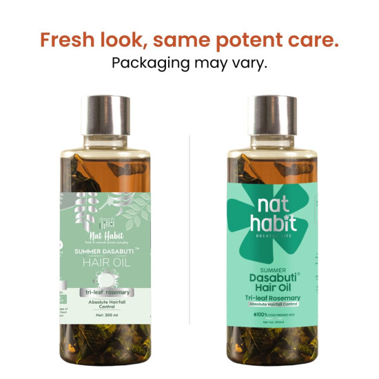 Nat Habit Tri-Leaf Rosemary Hair Oil For Men & Women Hairfall Reduction, Suitable For All Hair Types, No Paraffin, Mineral Oil, Preservatives & Chemicals, 100ml