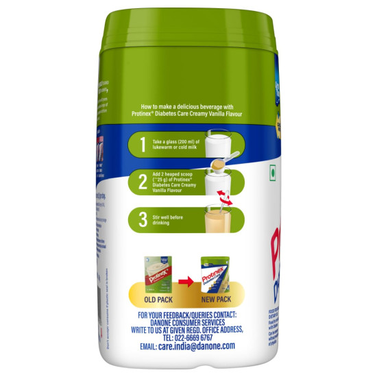 Protinex Diabetes Care (Creamy Vanilla Flavor, 400gm, Jar) Scientifically Designed Formula to help support Blood Sugar Control and Reduction in Cholesterol, 1 count, 16 servings