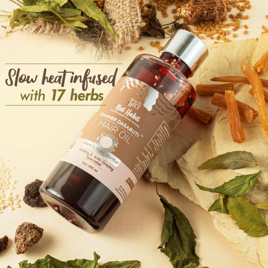 Nat Habit Men's Revital Summer Dasabuti Hair Oil For Hairfall & Dandruff Control, Scalp Massage With Fresh 16 Herbs, Castor, Coconut, Amla, 200ml Nat Habit Men's Revital Summer Dasabuti Hair Oil For Hairfall & Dandruff Control, Scalp Massage With Fresh 16 Herbs, Castor, Coconut, Amla, 200ml