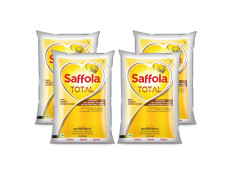 Saffola Total Refined Oil|Blend of Rice Bran Oil & Safflower Oil|Cooking Oil|Cholesterol Lowering Oil|Edible Oil 4x1L PCH