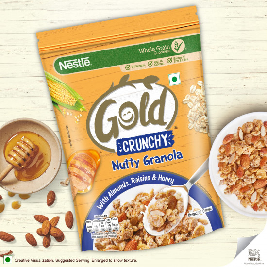 Nestle GOLD Crunchy Nutty Granola, Breakfast Cereal - 475g