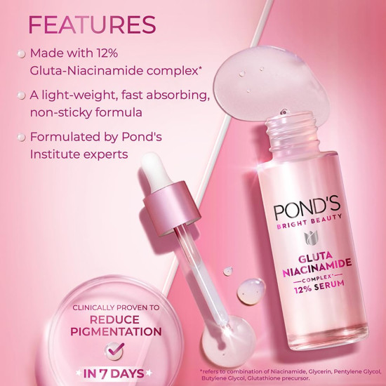 Pond's Bright Beauty Anti-Pigmentation Serum for Flawless Radiance with 12% Gluta-Niacinamide Complex