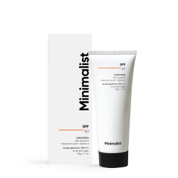 Minimalist Sunscreen SPF 60 PA ++++ | Pregnancy Safe | For Sensitive Skin | Photo stable | Broad Spectrum Sunscreen SPF 50+ With Potent Antioxidants & Advanced Filters | No White Cast | Non Irritant | 50 gm